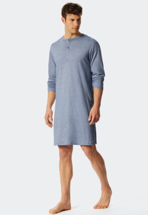Herren Nachthemden Langarm in blau  100 % Baumwolle Größenauswahl