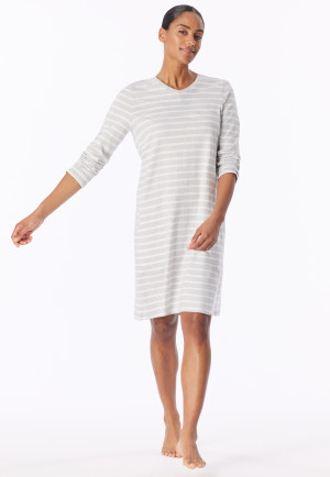 Nachthemd langarm Streifen silbergrau meliert - Casual Essentials