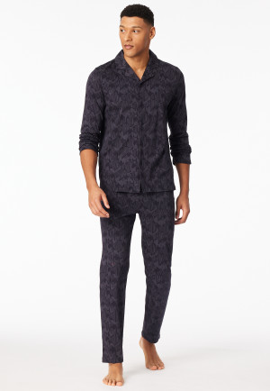 Pyjama long interlock charbon imprimé - Fine Interlock