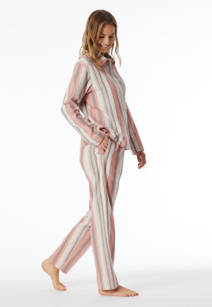 Pyjama lang geweven stof strepen multicolour - Modern Nightwear
