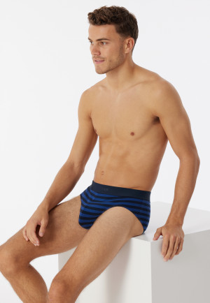 Rio-Slips 3er-Pack Organic Cotton Webgummibund uni/gestreift dunkelblau - 95/5