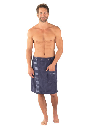 Asciugamano da sauna con automatici per taglie forti, blu marino - SCHIESSER Home
