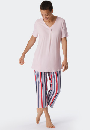 Schlafanzug 3/4-lang Interlock V-Ausschnitt multicolor - Comfort Fit