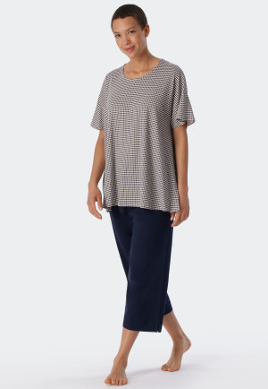 Schlafanzug 3/4-lang Organic Cotton weite A-Form Grafik-Print multicolor - Flared Fit
