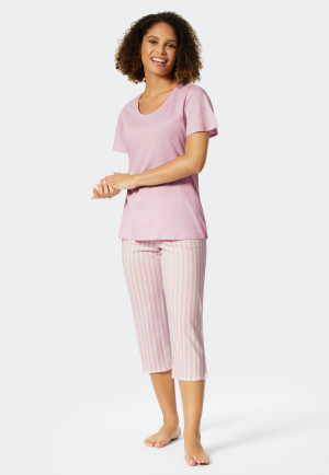 Pyjama driekwart Tencel lila  Pure Stripes