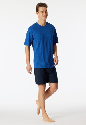 Pyjamas short chest pocket indigo patterned - Comfort Essentials