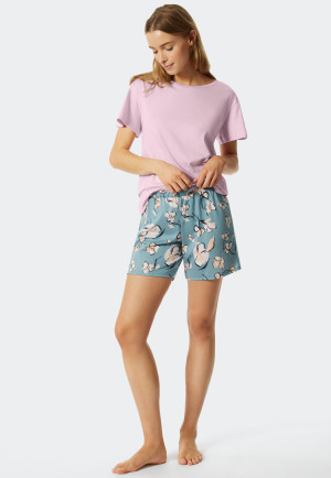 Pyjama kort modal blauwgrijs - Modern Floral