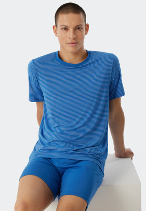 Pigiama corto in modal a righe, blu acqua - Long Life Soft