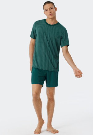 Pigiama corto in modal a righe, tiglio - Long Life Soft