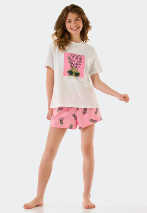 Schlafanzug kurz Organic Cotton Ananas weiß - Ocean Flow