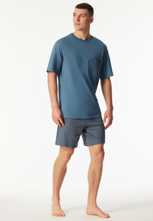 Schlafanzug kurz Organic Cotton Karos graphit - Comfort Nightwear