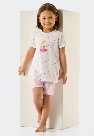 Schlafanzug kurz Organic Cotton Kronen Prinzessin weiß - Girls World
