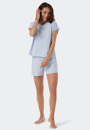 Pyjama kort biologisch katoen strepen air - Just Stripes
