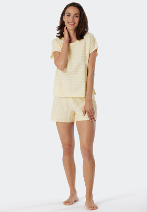 Schlafanzug kurz Organic Cotton Ringel vanille - Just Stripes