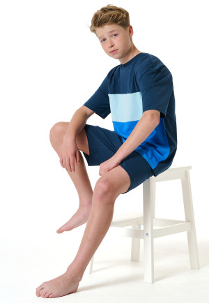 Schlafanzug kurz Organic Cotton Streifen aquarium - Nightwear