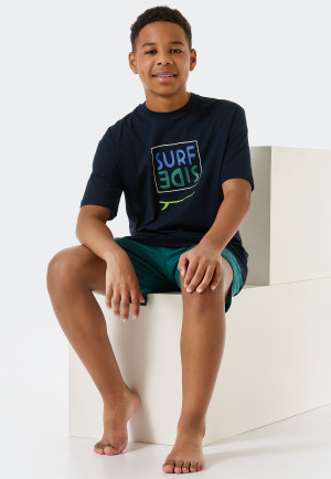 Pajamas short organic cotton surfside dark blue - Ocean Flow