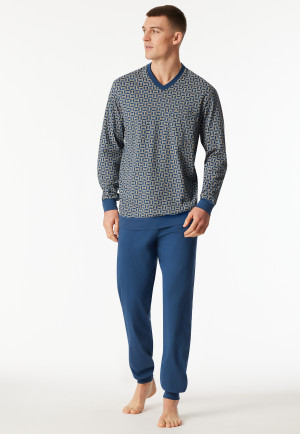 Pigiama lungo blu atlantico fantasia - Comfort Nightwear