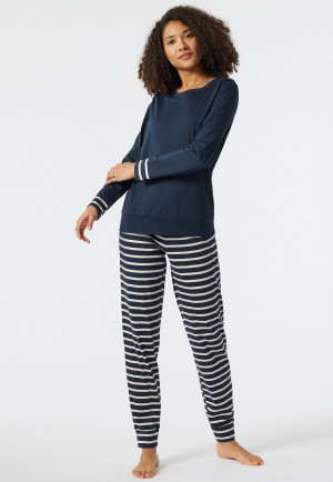 Pajamas long cuffs dark blue - Essential Stripes