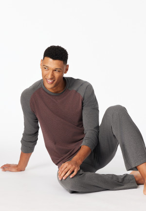 Schlafanzug lang burgund - 95/5