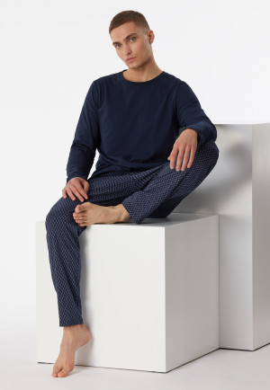 Pyjama long triangles bleu nuit - Casual Essentials