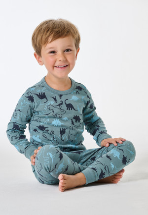 Pyjamas long fine rib cuffs Dinos mineral - Kids Nightwear
