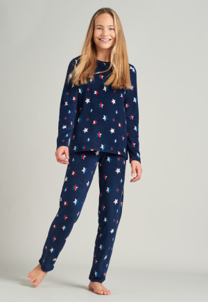 Pajamas long fleece stars midnight blue - Winter Fun