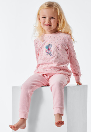 Schlafanzug lang Frottee Bündchen Tupfen Patch rosa - Prinzessin Lillifee