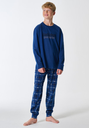 Schlafanzug lang Karo royal - Teens Nightwear
