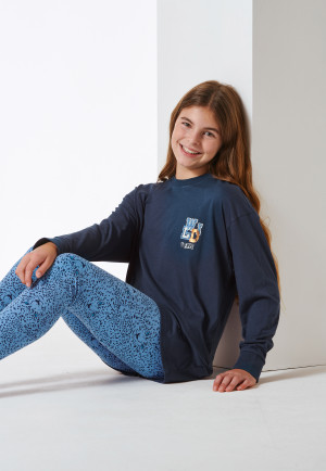 Pyjama lang shirt met leggings luipaardprint blauw - Nightwear