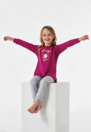 Pyjama long coton bio bords-côtes hibou magie baies - Cat Zoe