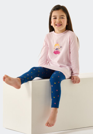 Pyjama lang biologisch katoen legging kronen prinses rosé - Girls World