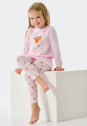 Pyjama long coton bio leggings nounours cur rose - Natural Love