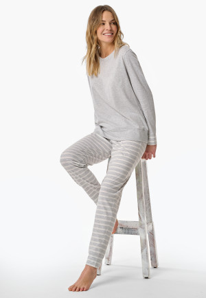 Pyjama lang zilvergrijs gemêleerd - Casual Essentials