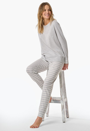 Pyjama long gris argenté chiné - Casual Essentials