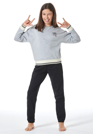 Pajamas long sweatwear cuffs college look gray mottled - Nightwear