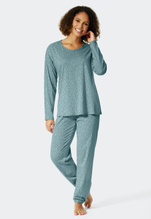 Pyjama long tencel silhouette en A à pois bleu-gris - Minimal Comfort Fit