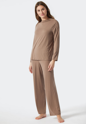 Pajamas long Tencel high collar brown - selected! premium