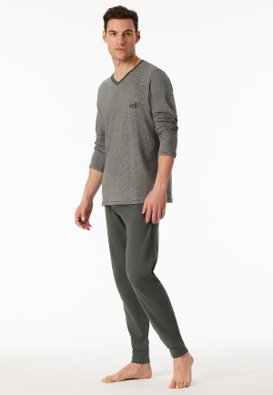 Pyjama long encolure en V poignet vert foncé - 95/5