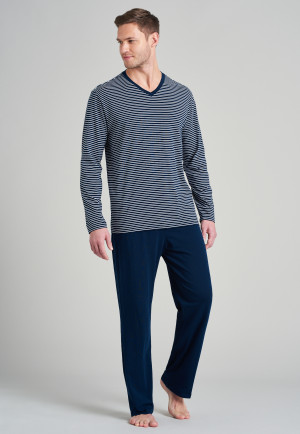 Pyjama long col V rayures admiral - selected! premium inspiration