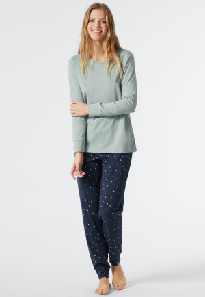 Schiesser Pyjama aus Baumwoll-Modal-Mix in Blau Damen Bekleidung Nachtwäsche Schlafanzüge 