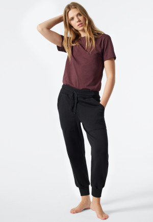 Shirt korte mouwen aubergine - Revival Antonia