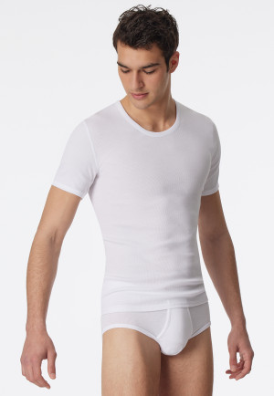 Shirt korte mouw dubbelrib wit - Essentials