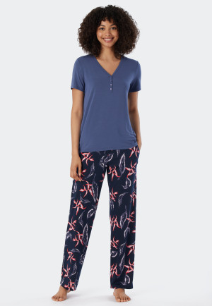 Shirt kurzarm Henley Knopfleiste admiral - Mix+Relax