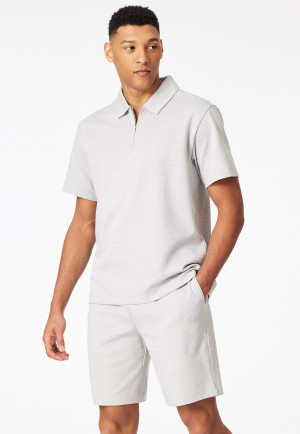 Shirt short sleeve jacquard zip fastener jade - Mix+Relax