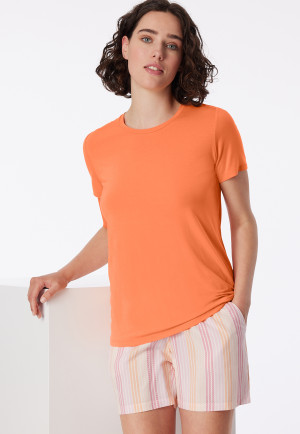 Shirt short sleeve modal peach orange - Mix+Relax