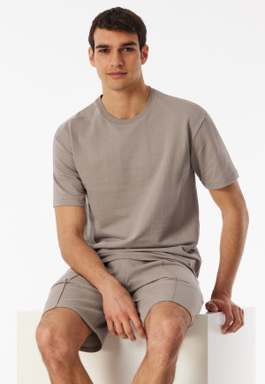 Shirt short sleeve sweat fabric clay red - Mix+Relax