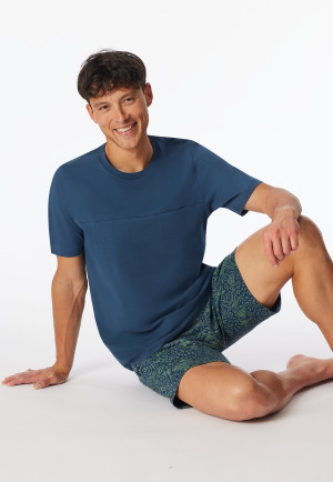 Shirt short sleeve sweat fabric indigo - Mix+Relax