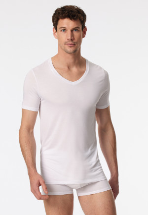 Shirt kurzarm V-Ausschnitt weiß - Premium Modal