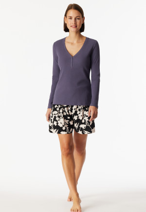 Long-sleeve double rib shirt with indigo press studs - Mix+Relax