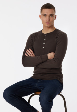 Men's Long Sleeve Button Henley - Black XL by LNA Clothing